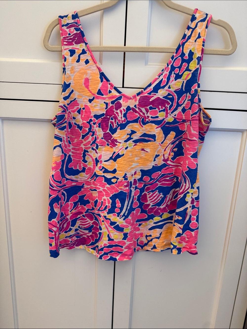 Lilly Pulitzer Bright Floral Scoop Neck Tank in Pink, Blue & Yellow